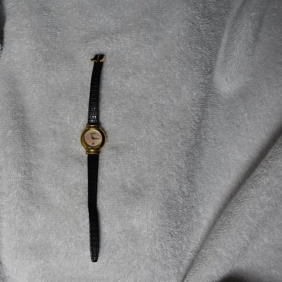 Gucci Watch 14k Gold w Leather Band M.O.P. Face main image 14